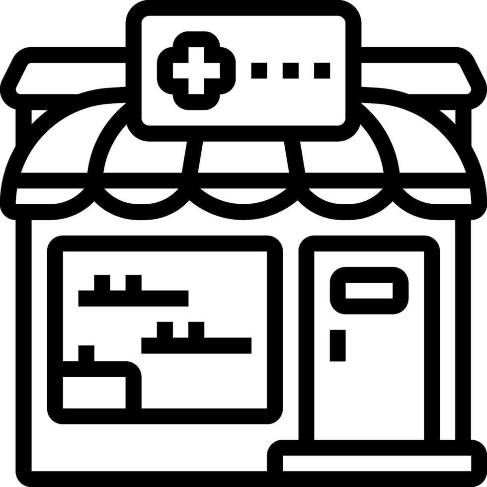 A black and white image of a pharmacy vector