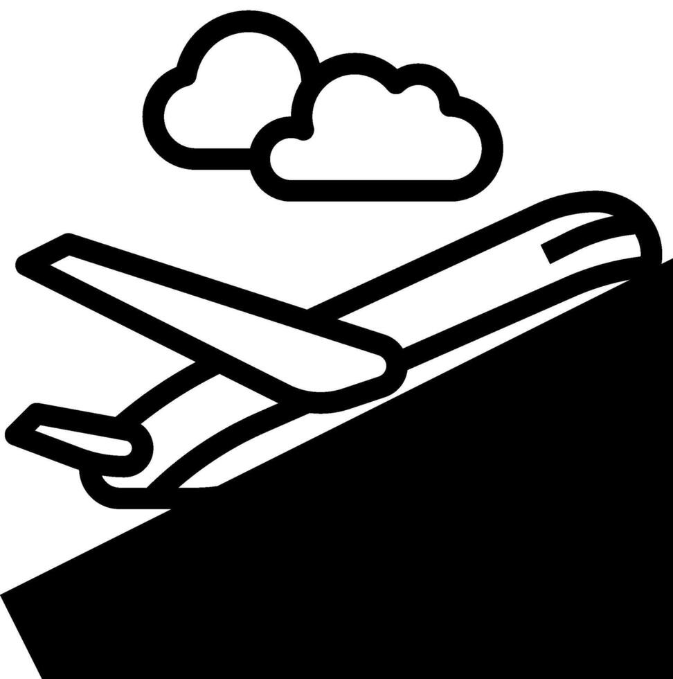 An airplane flying over a hill with clouds vector