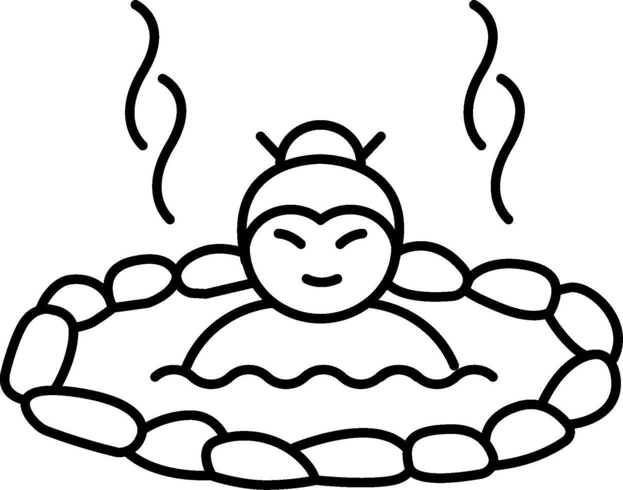 A black and white drawing of a person in a hot tub vector