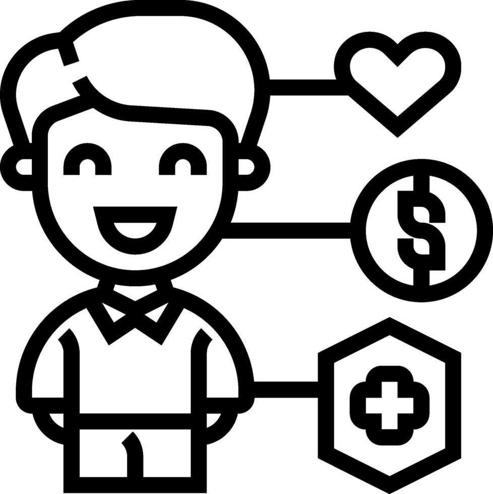 A man with a heart, dollar sign, and other symbols vector