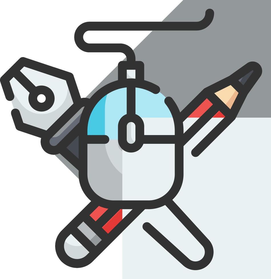 A mouse, pencil, and wrenter icon vector