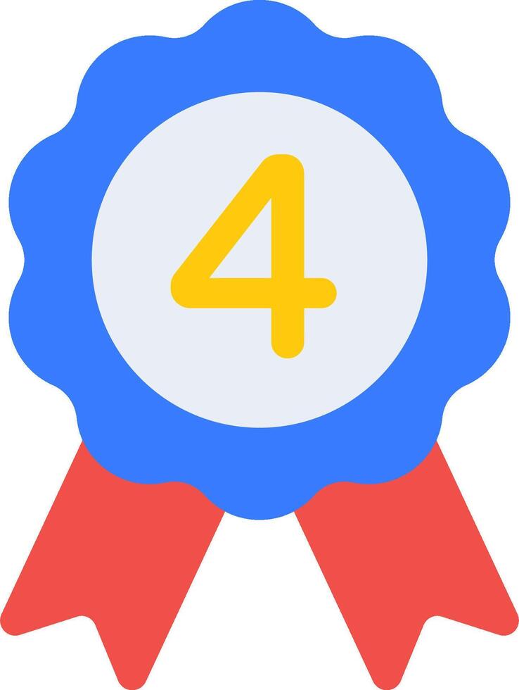 A blue and red award badge with the number four vector