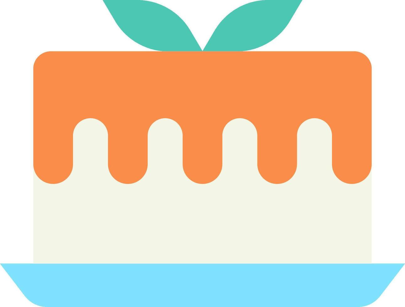 An orange cake with a green leaf on top vector