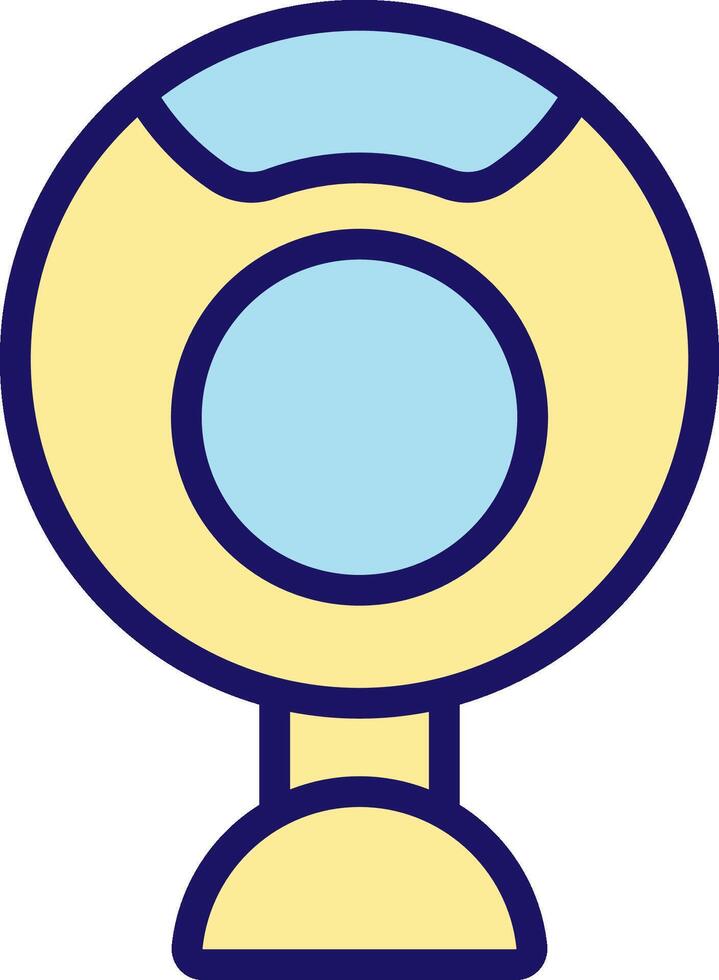 A yellow and blue cup with a blue handle vector
