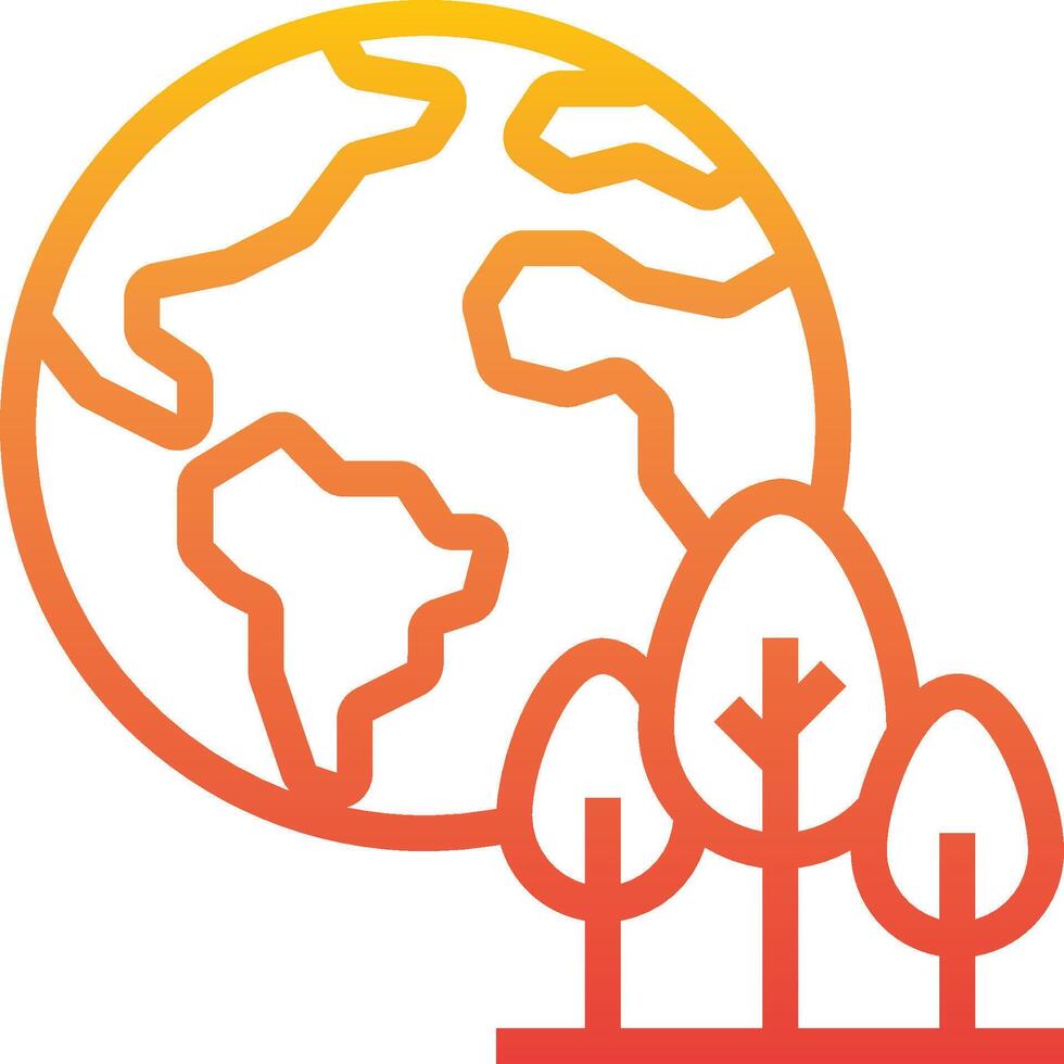 An orange and yellow earth with trees in the foreground vector