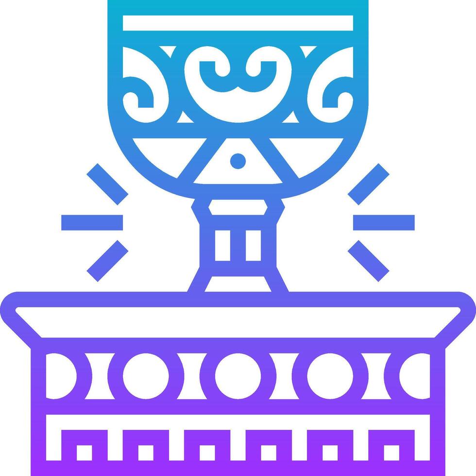 A blue and purple icon of a cup on top of a pedestal vector