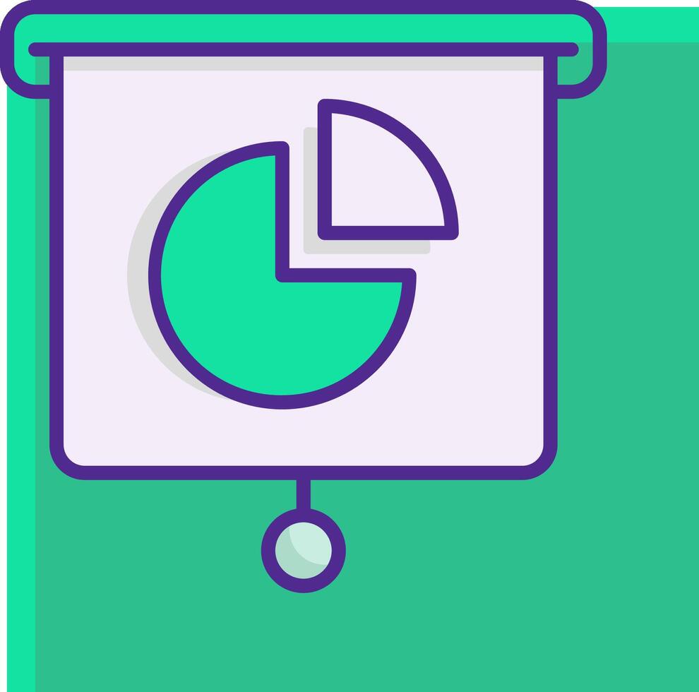 A presentation icon with a pie chart vector