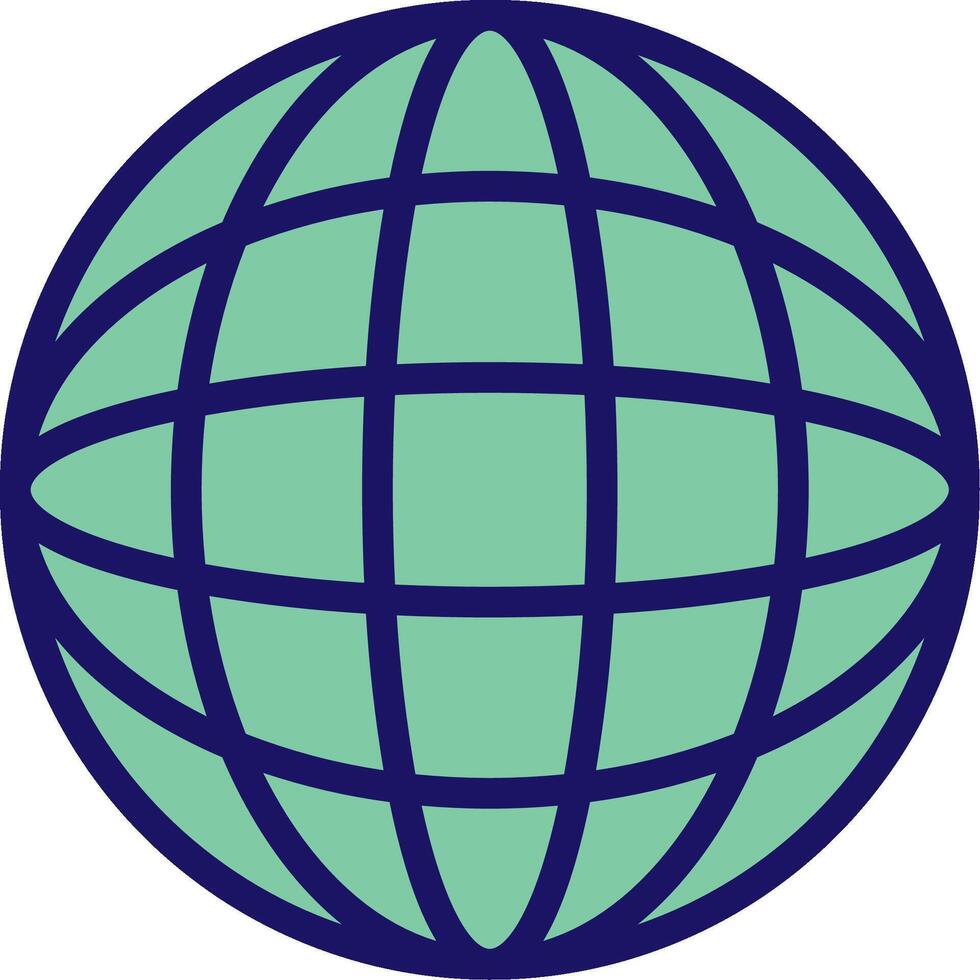 A globe with a blue and green outline vector