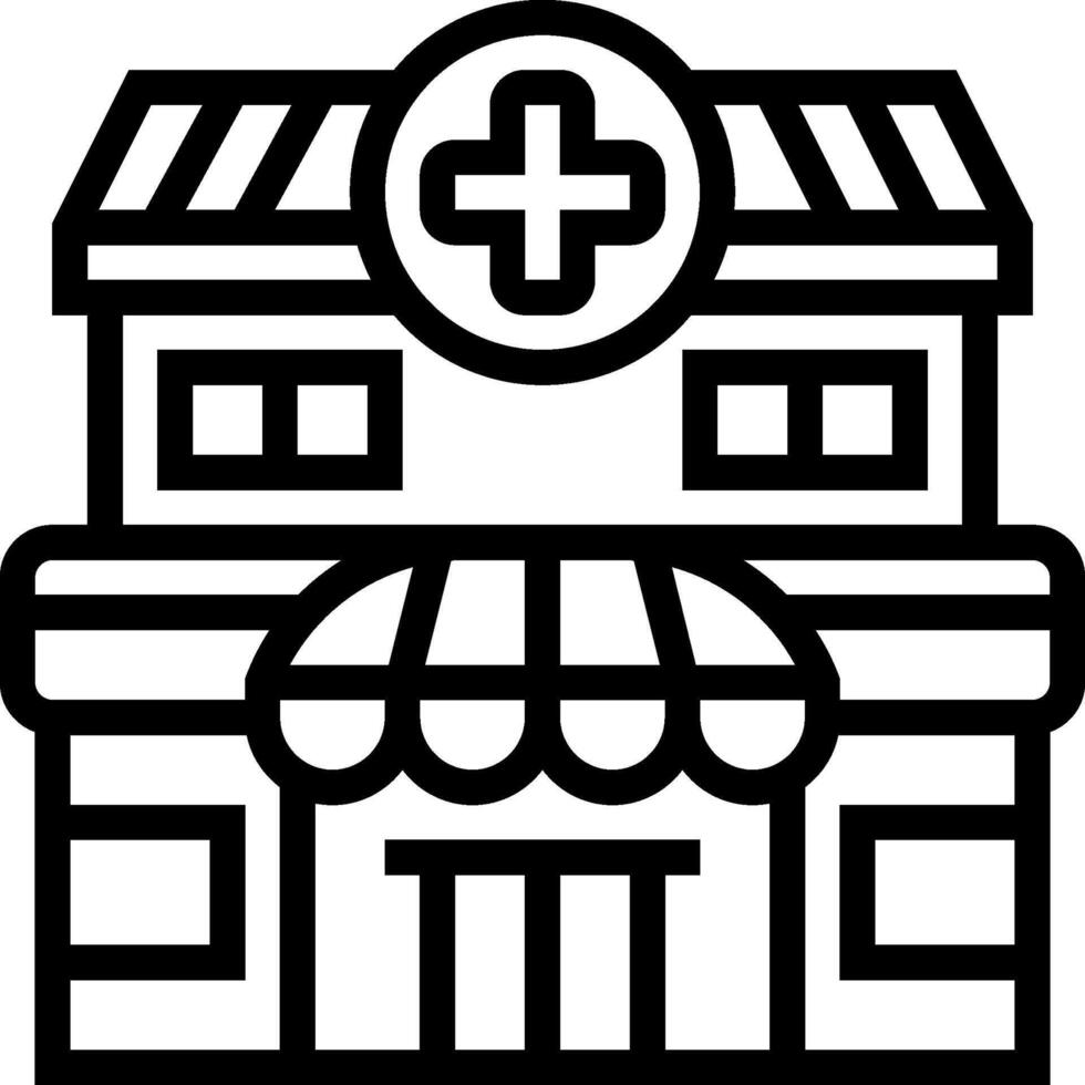 A black and white illustration of a building with a cross on it vector
