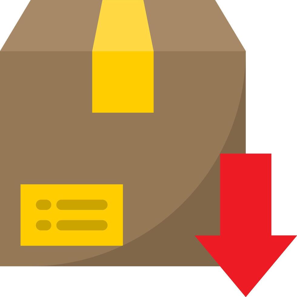 A box with a red arrow pointing down vector