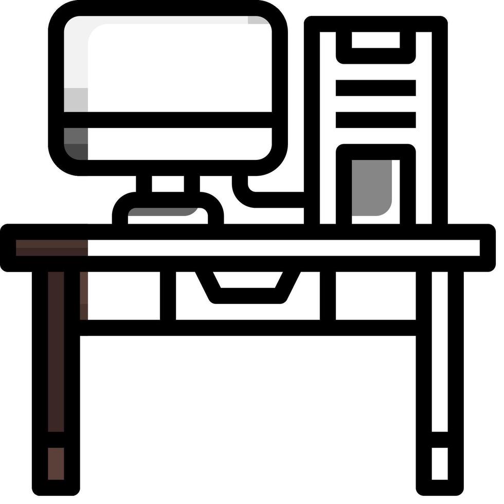 Computer desk icon illustration vector