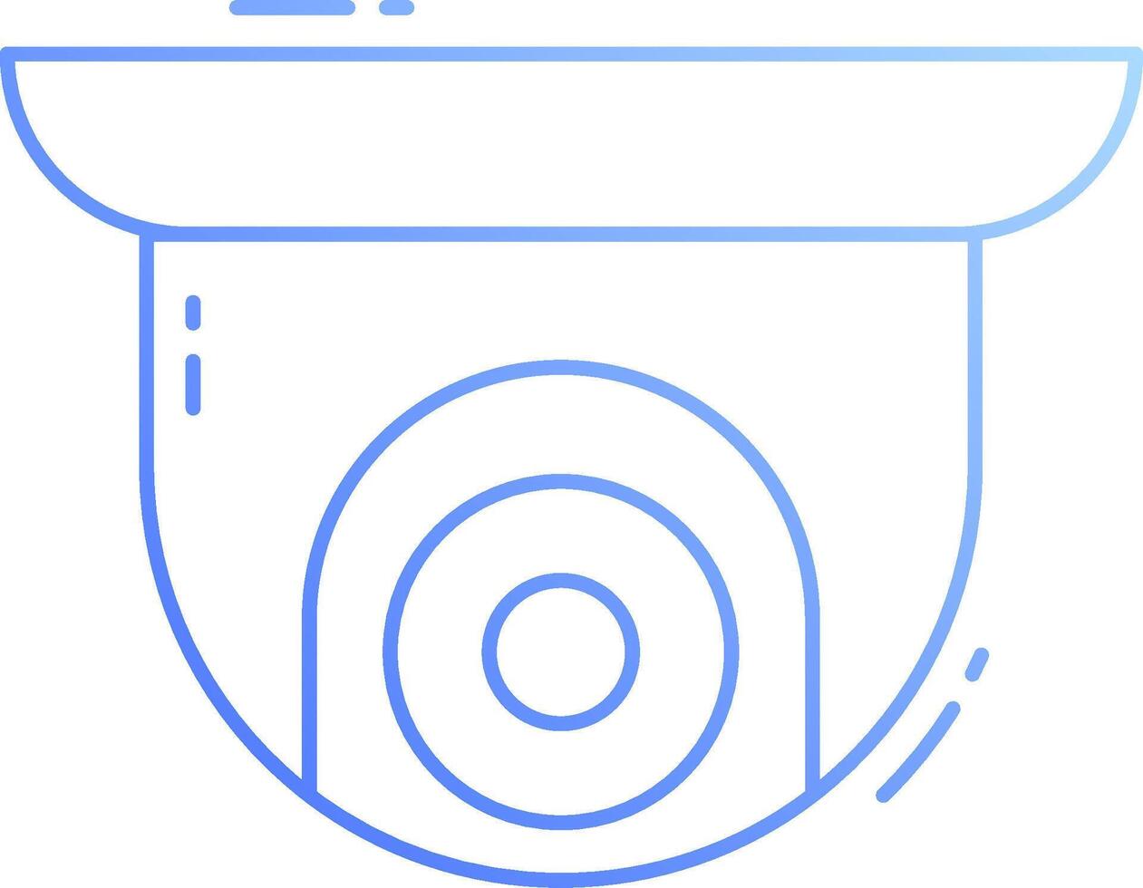 A blue line icon of a camera vector
