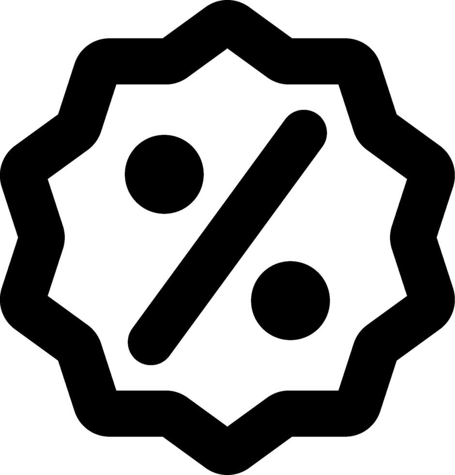 A black and white icon of a percentage sign vector