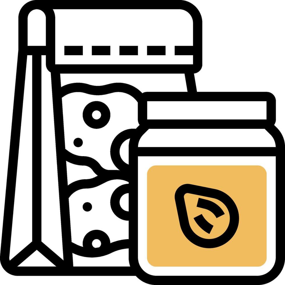 A jar of peanut butter and a bag of nuts vector