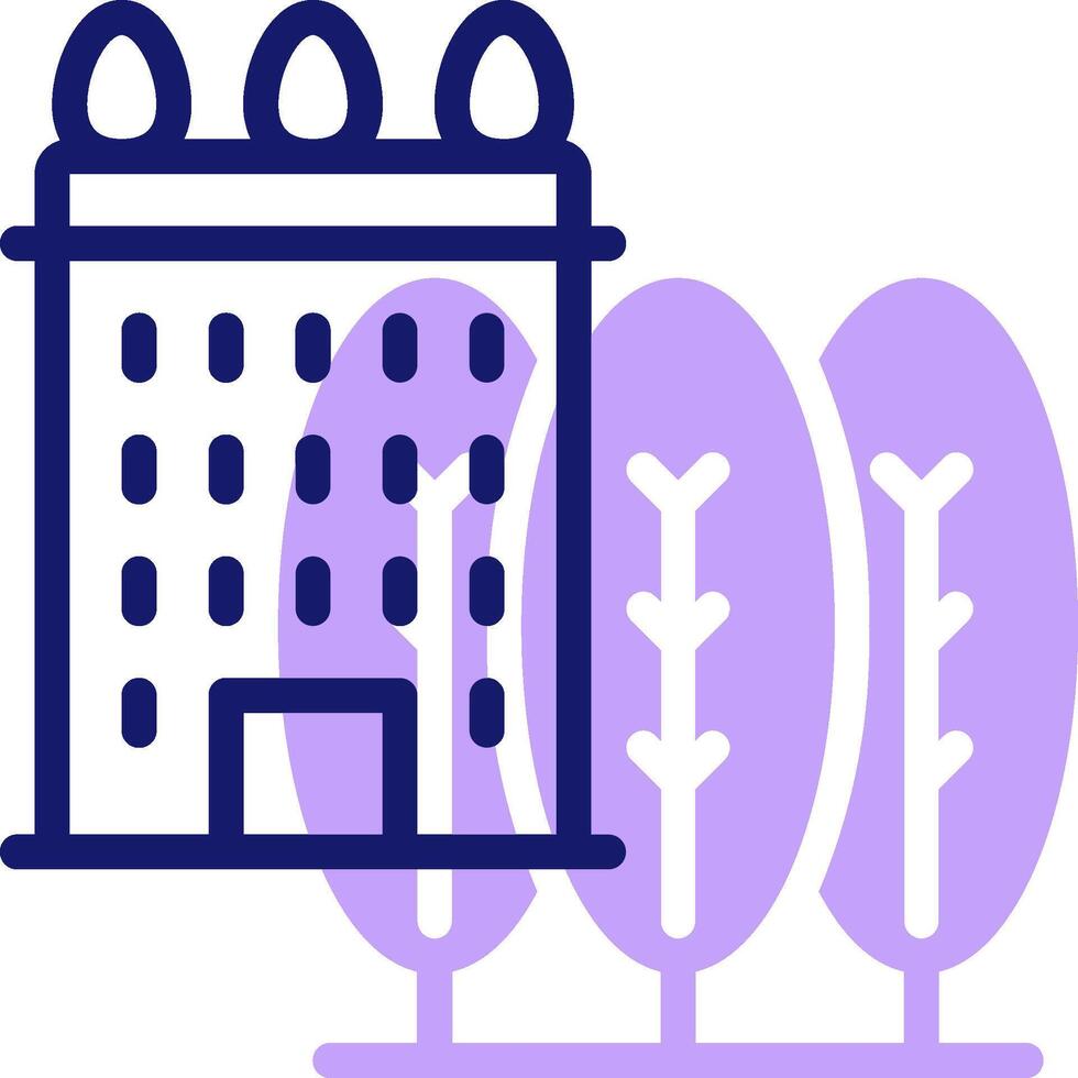 A purple building with trees in the background vector