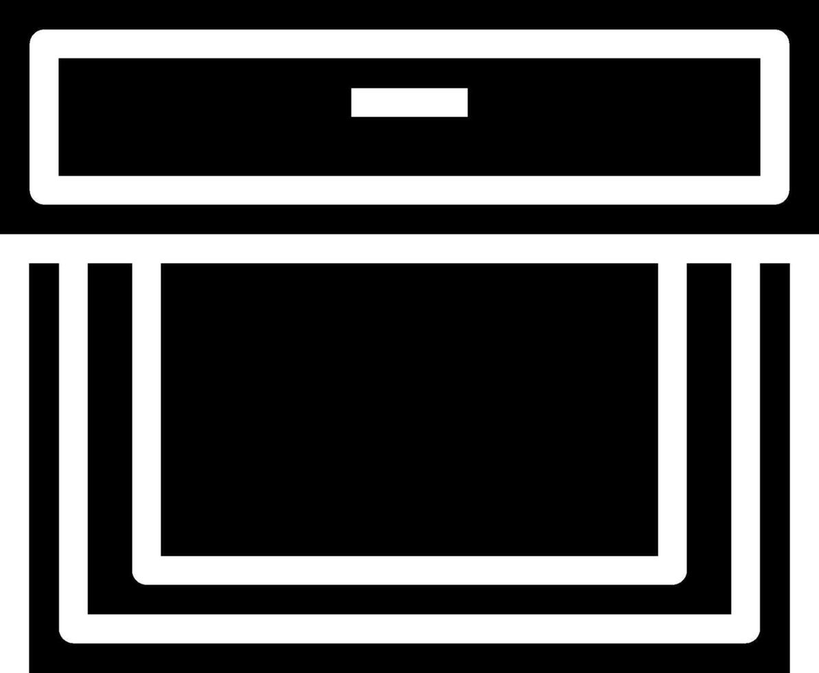 A black and white icon of a microwave vector