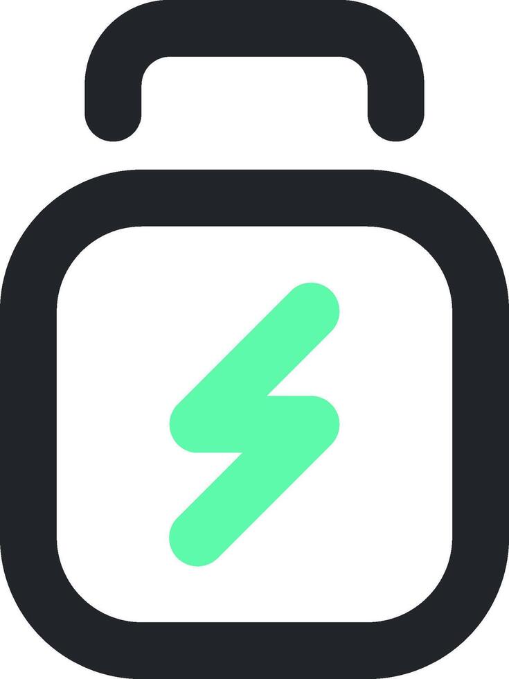 A green and black icon with a lightning bolt vector
