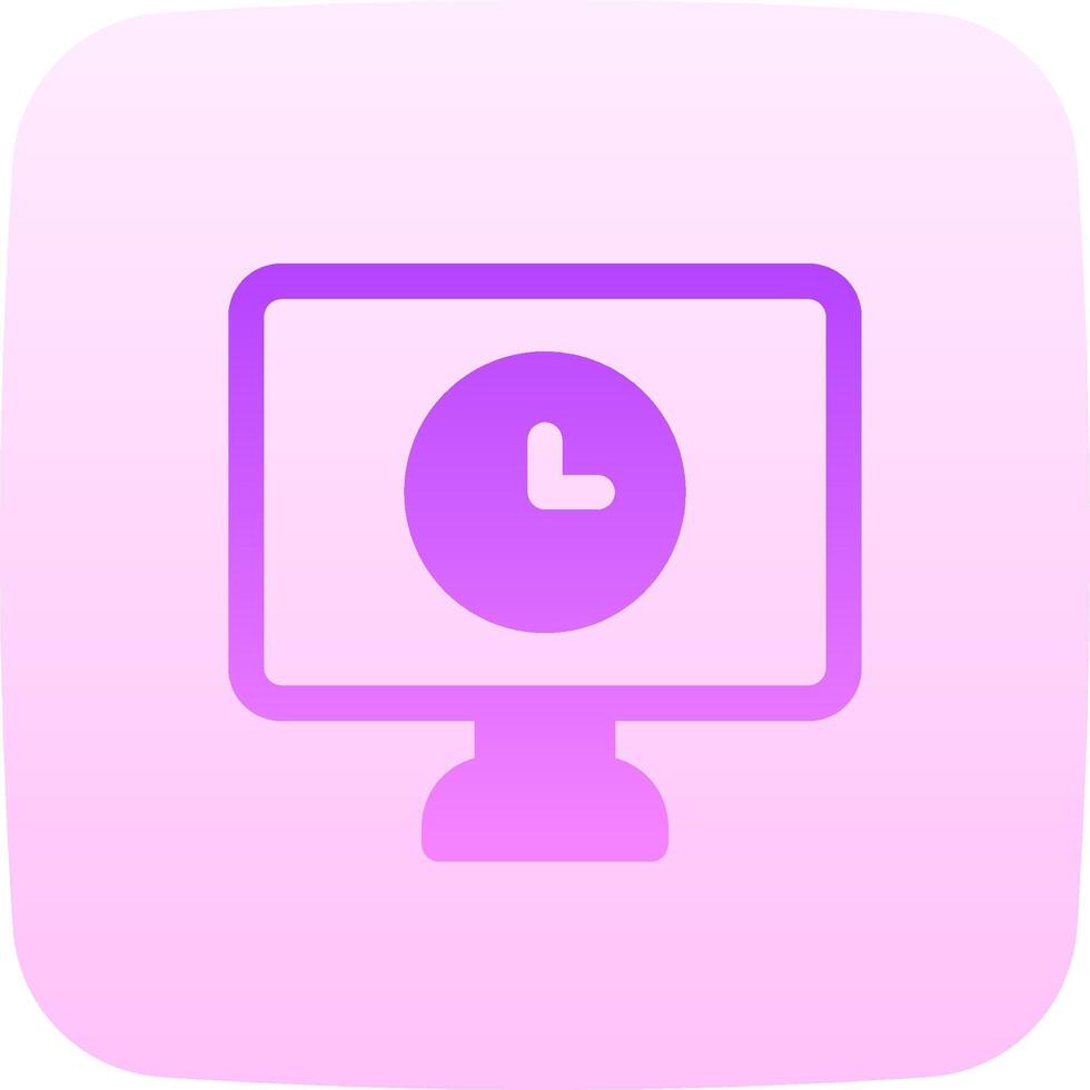 A pink and purple icon with a clock on it vector