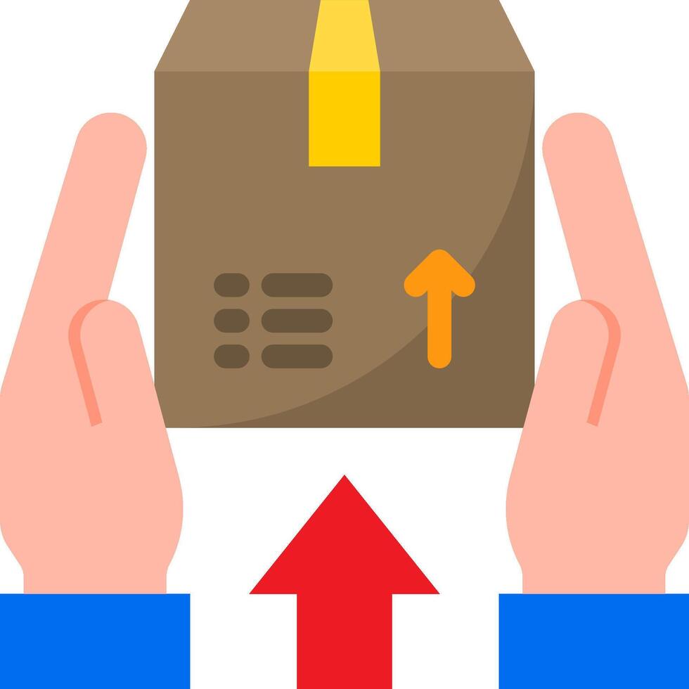 Hand holding a box with an arrow pointing up vector