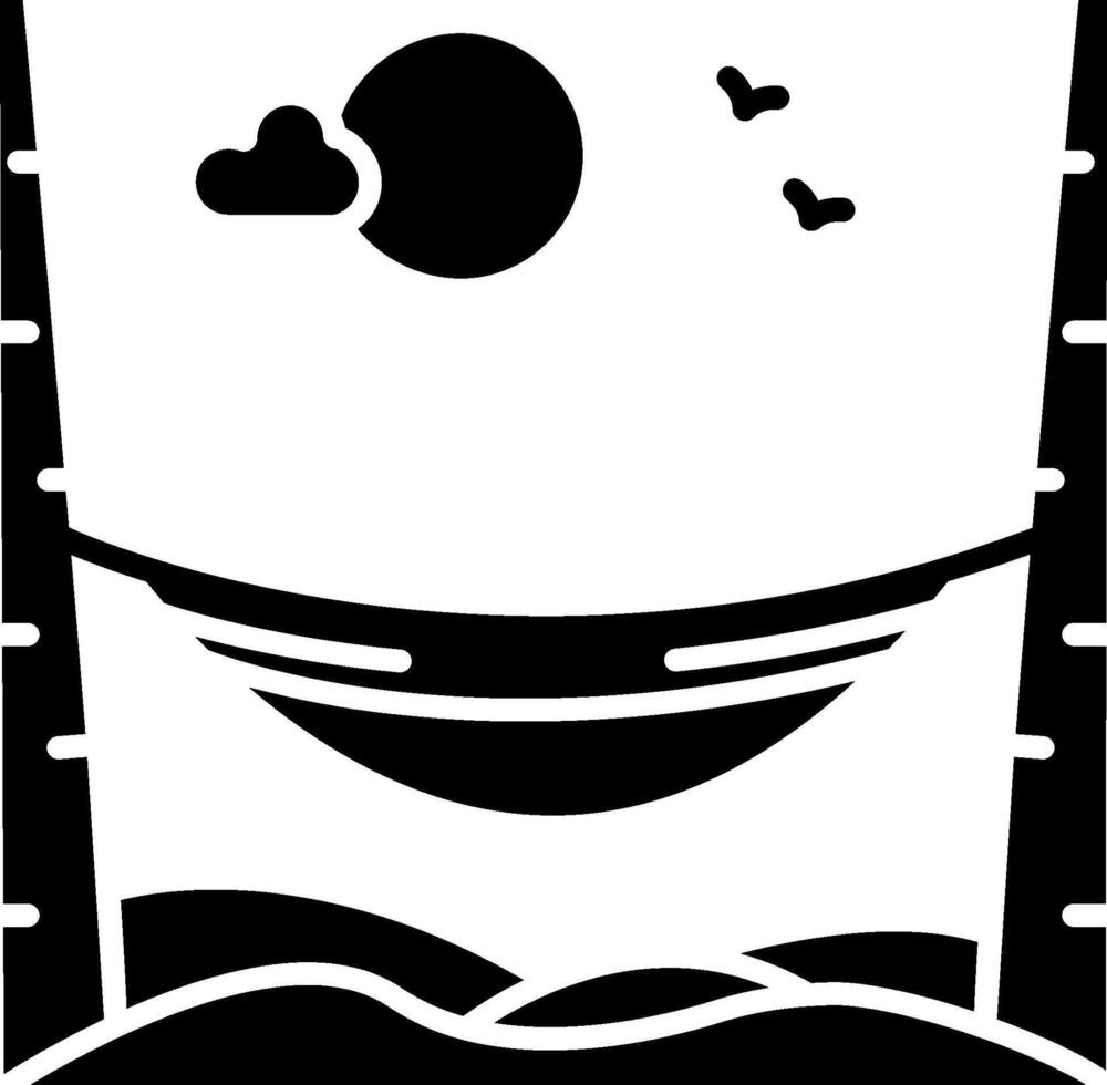 A black and white image of a beach with a sun and clouds vector