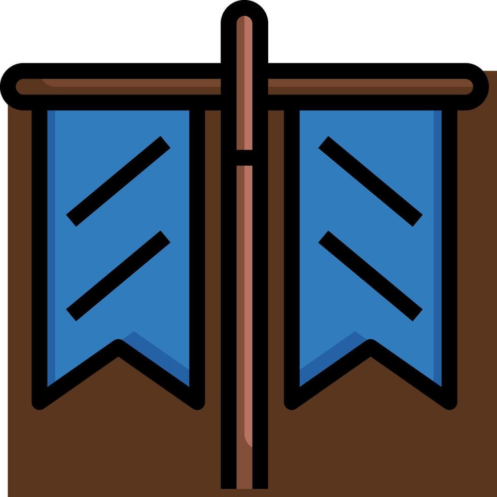 A blue flag with two blue flags on it vector
