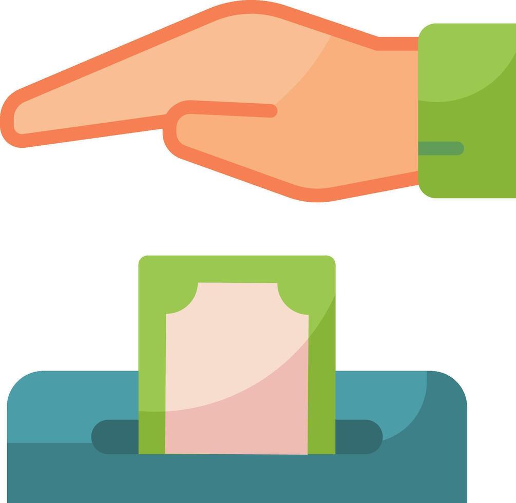 A hand is touching a ballot box and a finger is pointing at it vector