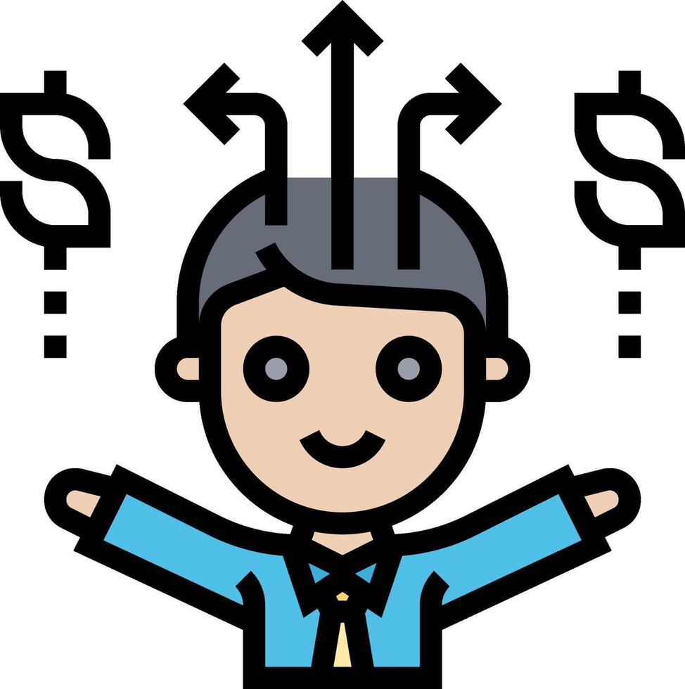 A cartoon man with dollar signs above his head vector