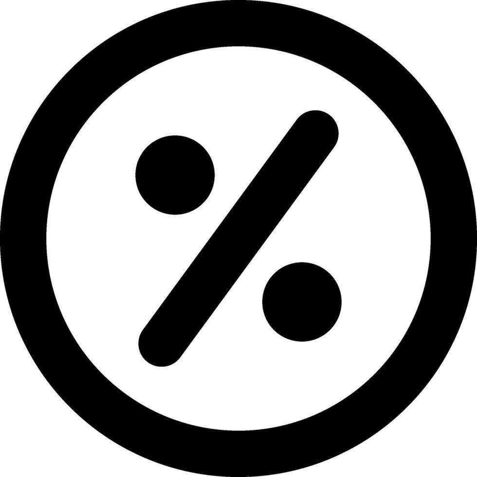 A percentage sign in a circle with two dots vector