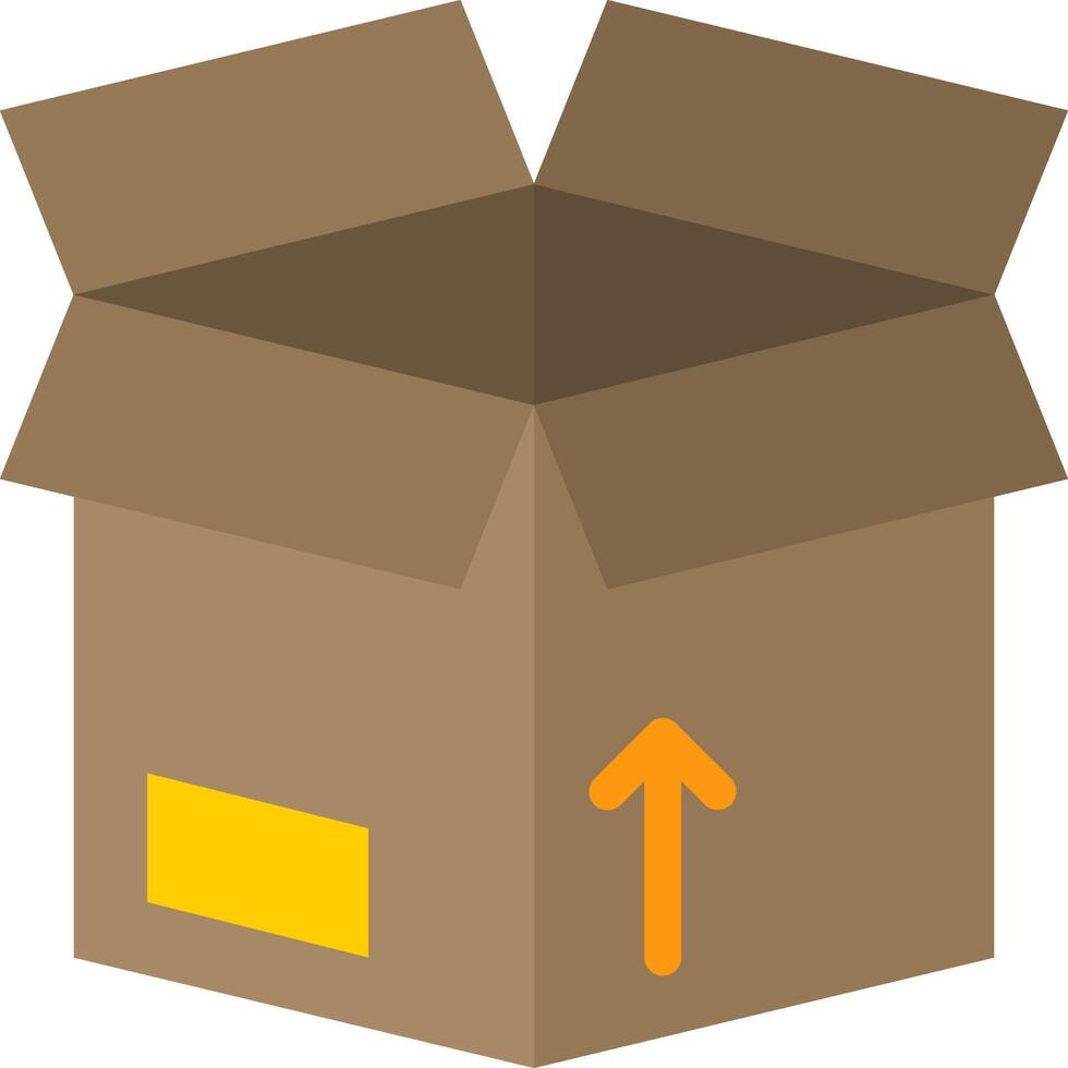 An open cardboard box with an arrow pointing up vector