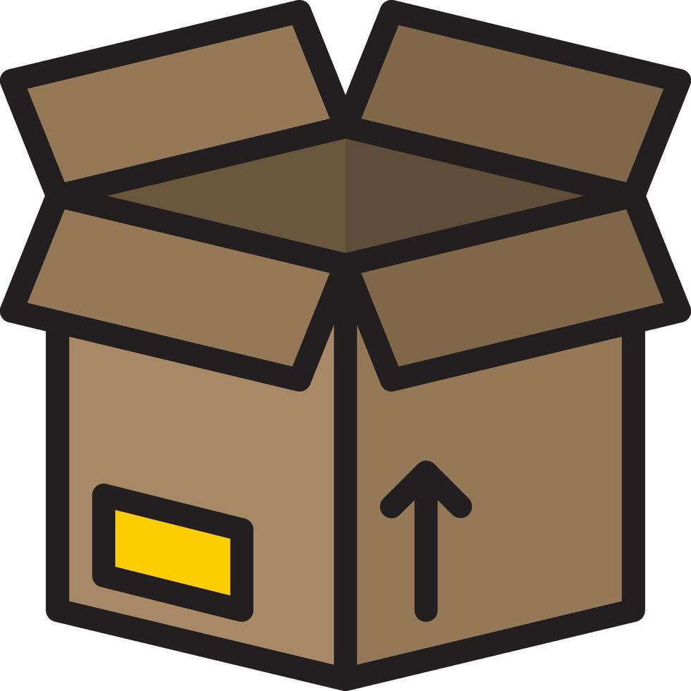 An open cardboard box with an arrow pointing up vector