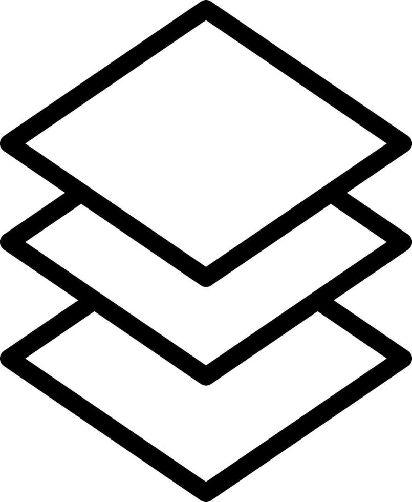 A black and white logo of a stack of three stacked boxes vector