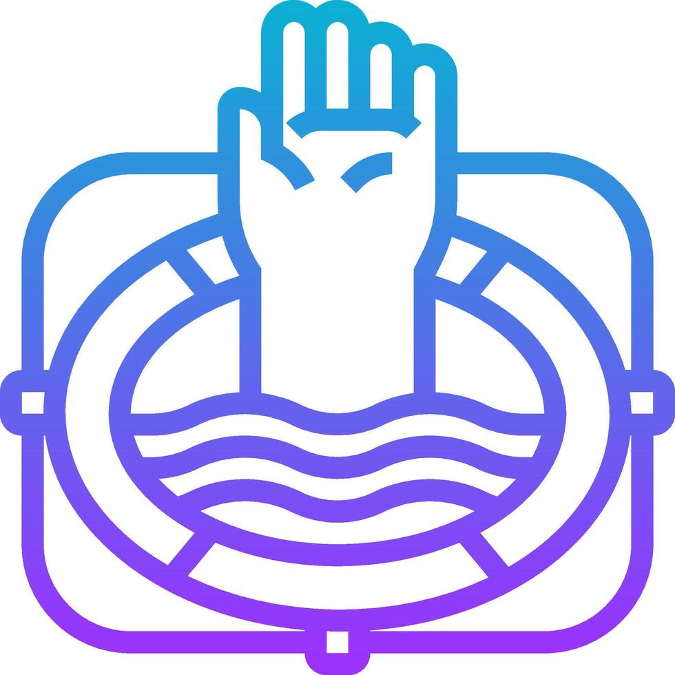 A hand reaching out over the water with a life preserver vector