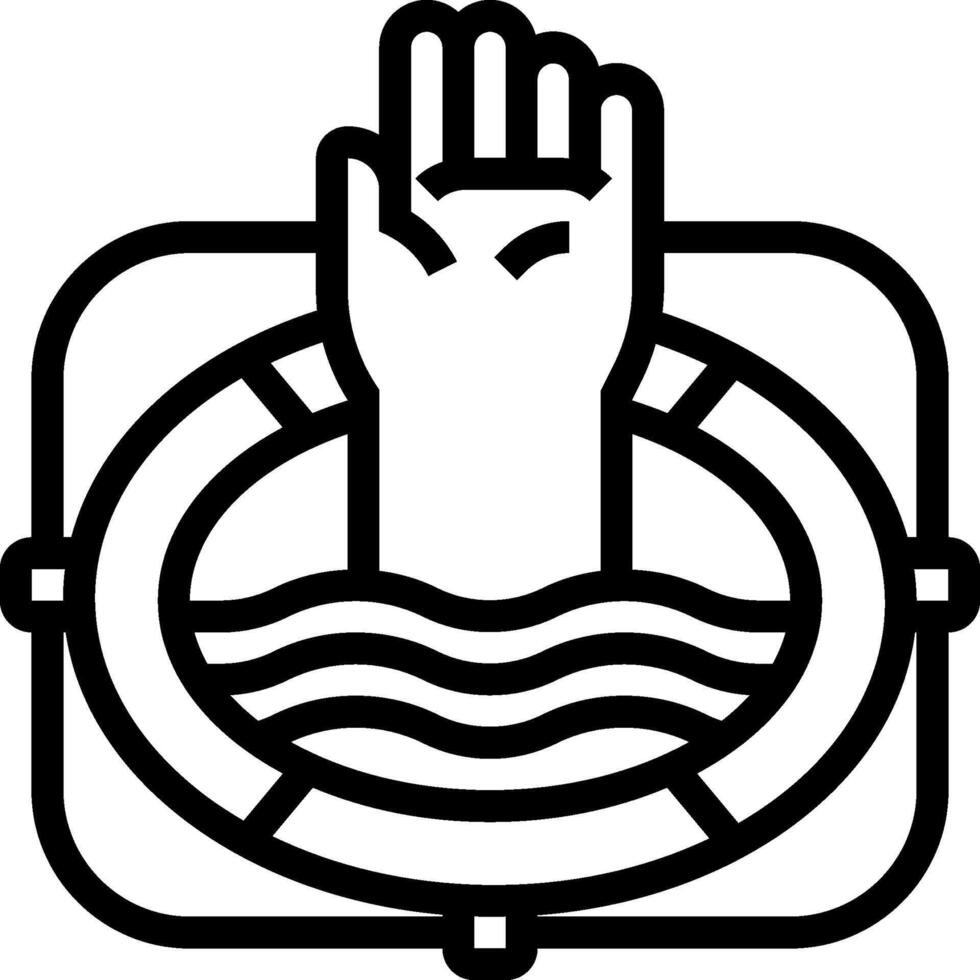 A black and white illustration of a hand reaching out to the water vector