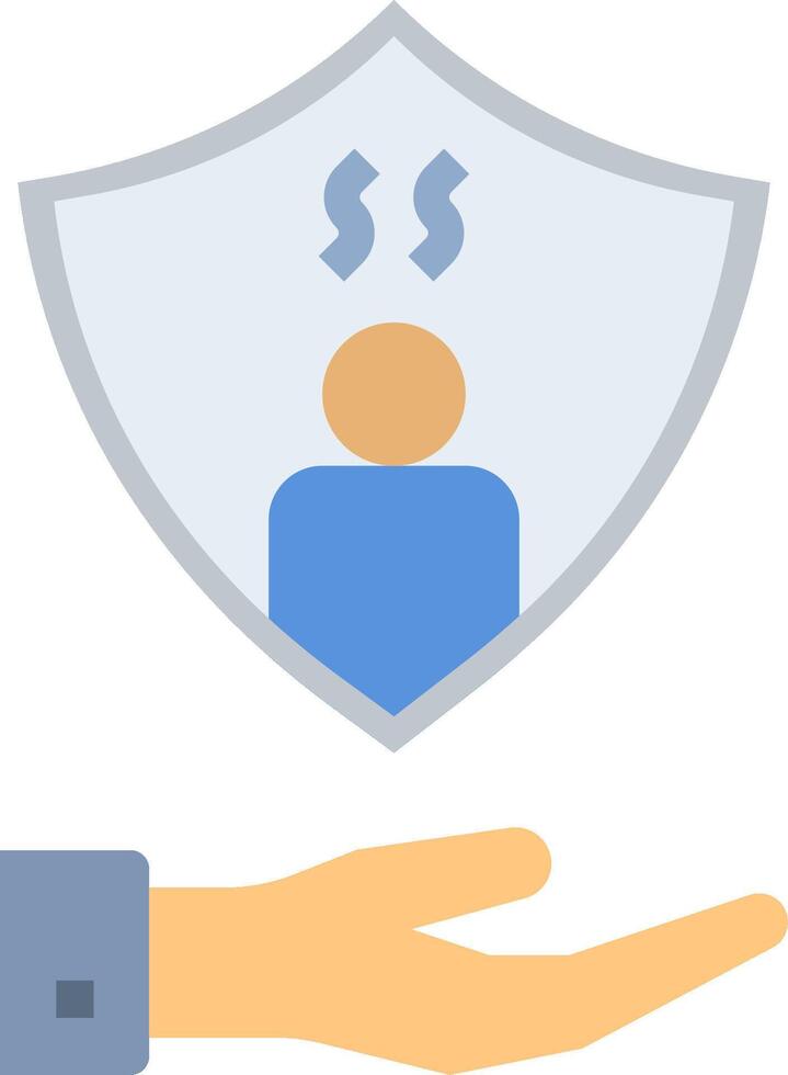 A hand holding a shield with a person on it vector