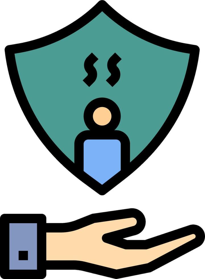 A hand holding a shield with a person on it vector