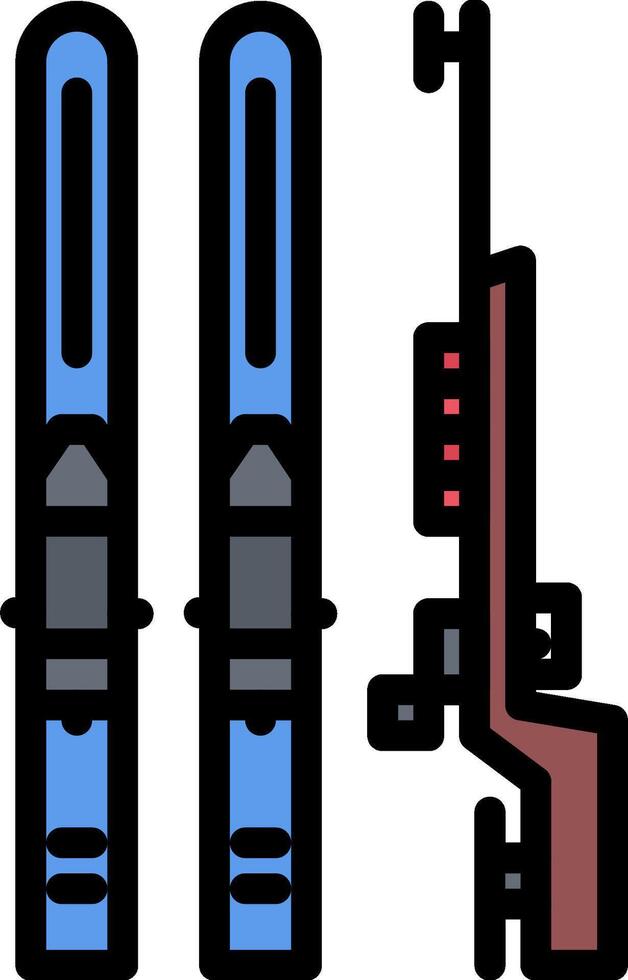 A pair of skis and a gun on a white background vector