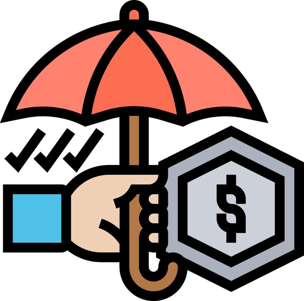 A hand holding an umbrella over a dollar sign vector