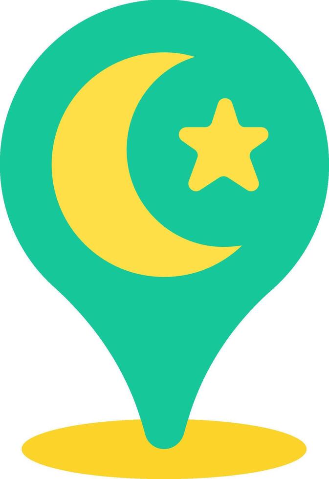 A map pointer with a crescent and star vector