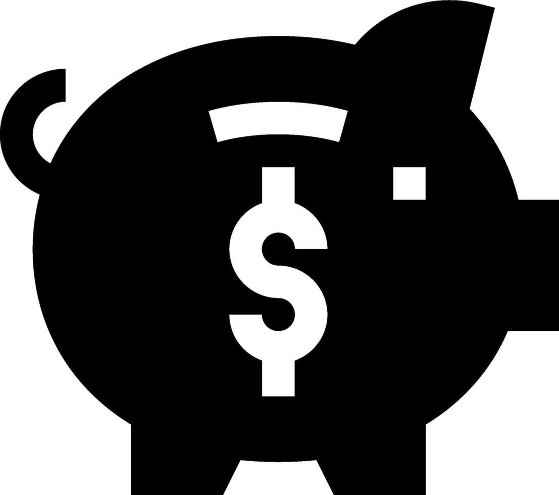 A black and white piggy bank with a dollar sign vector