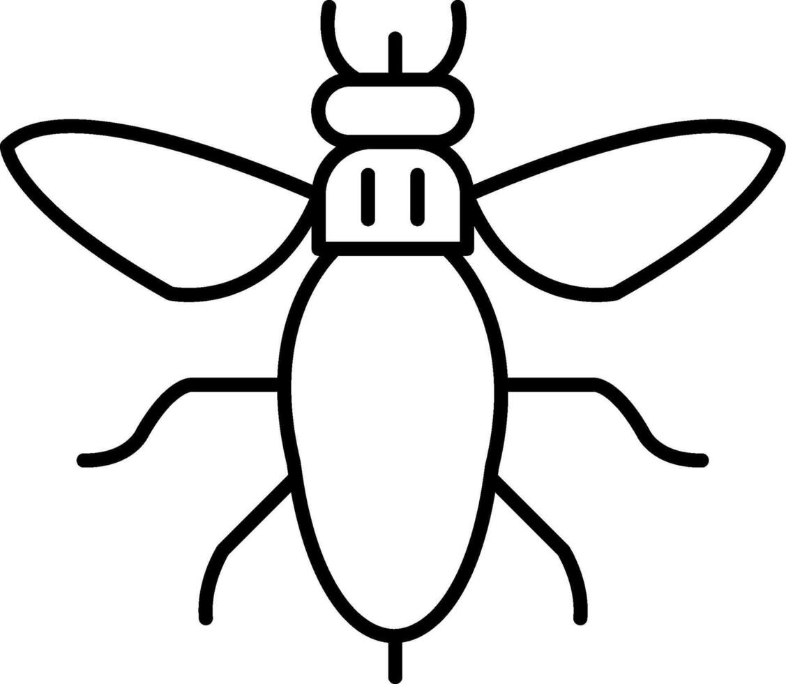 A black and white drawing of a fly vector