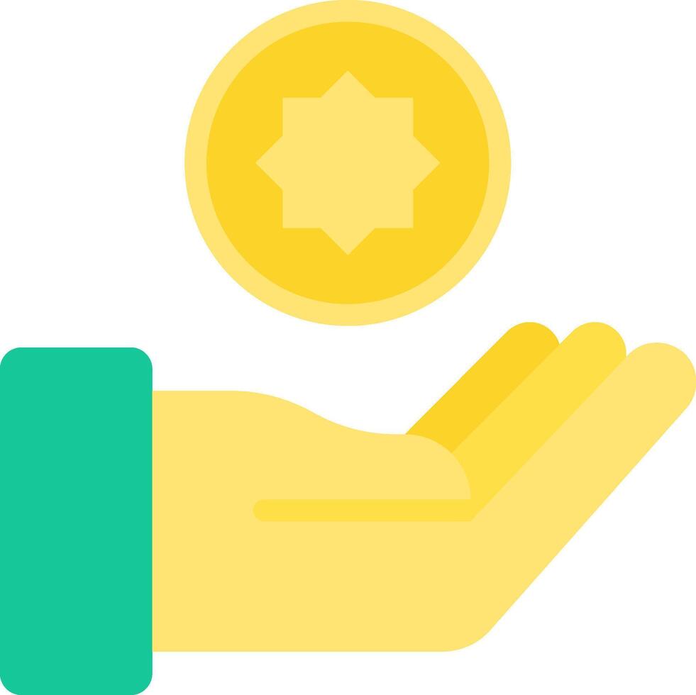 A hand holding a coin and a yellow star vector