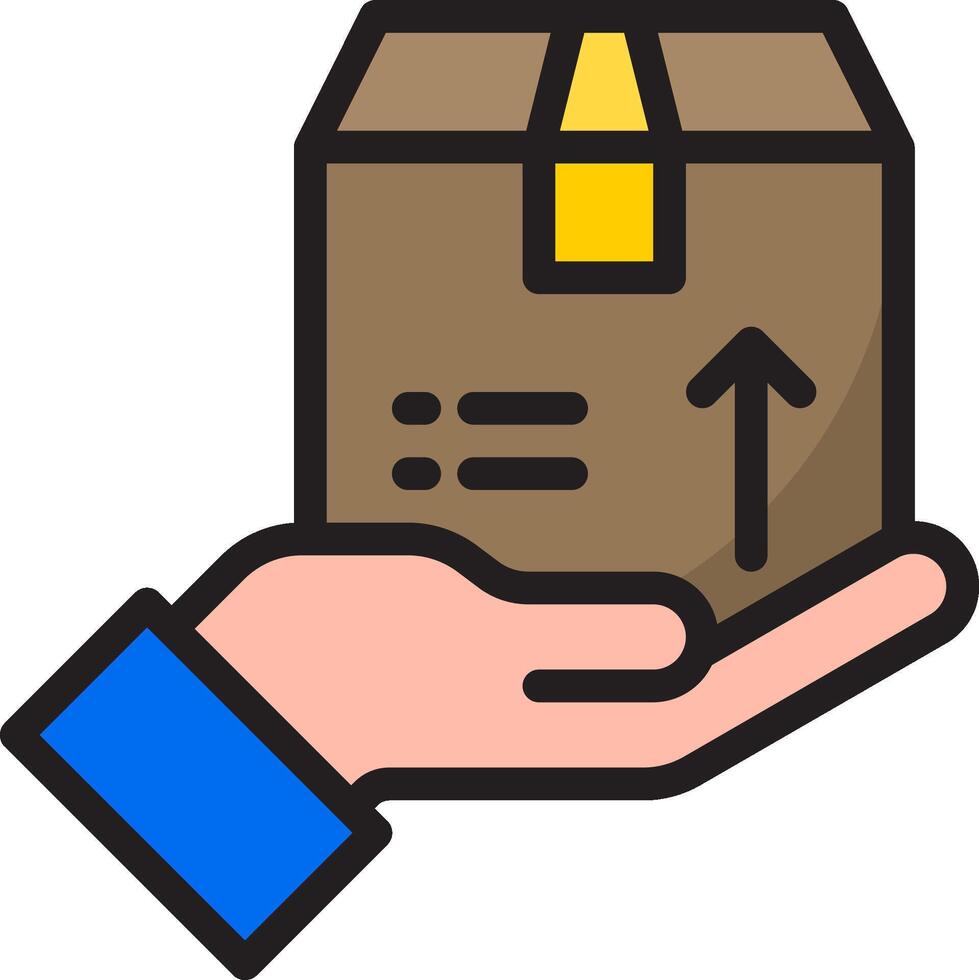 Hand holding a box with an arrow pointing up vector