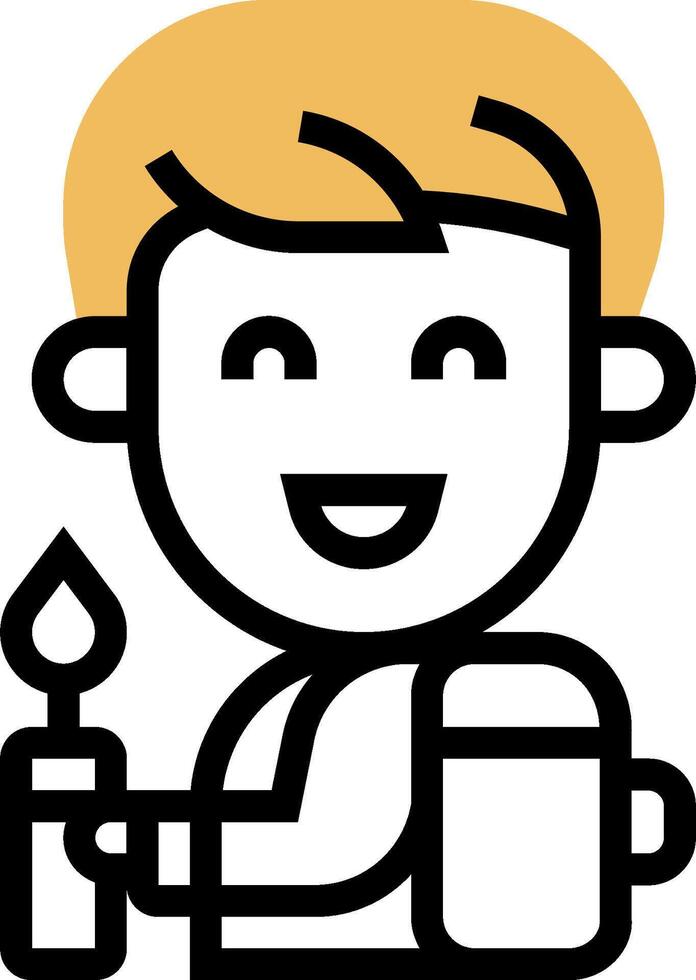 A boy with a backpack holding a bottle of water vector