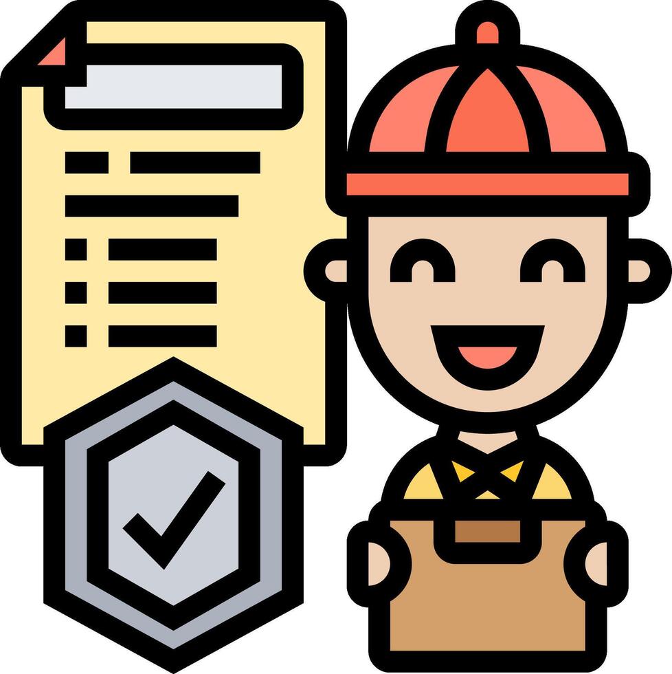 A cartoon man holding a clipboard and a check mark vector