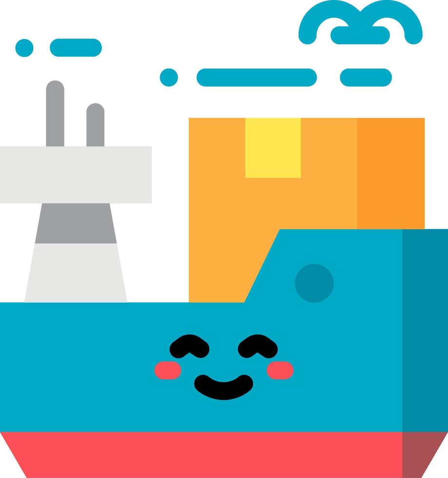 A cartoon ship with a smiley face and boxes vector