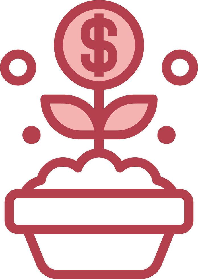 A red and white icon of a plant with a dollar sign vector