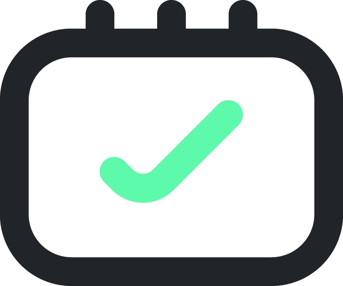 A calendar icon with a tick mark vector