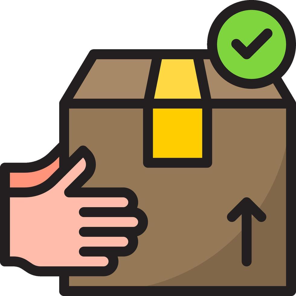 Hand holding a box with a green tick vector