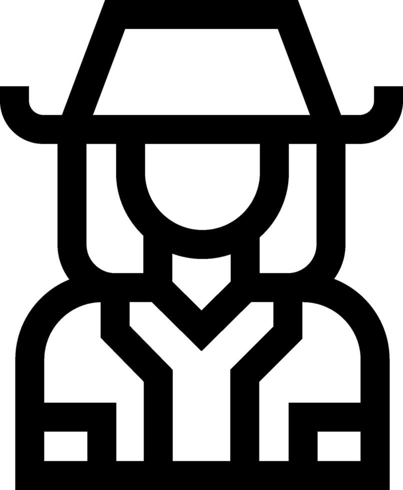 A black and white icon of a man in a hat vector