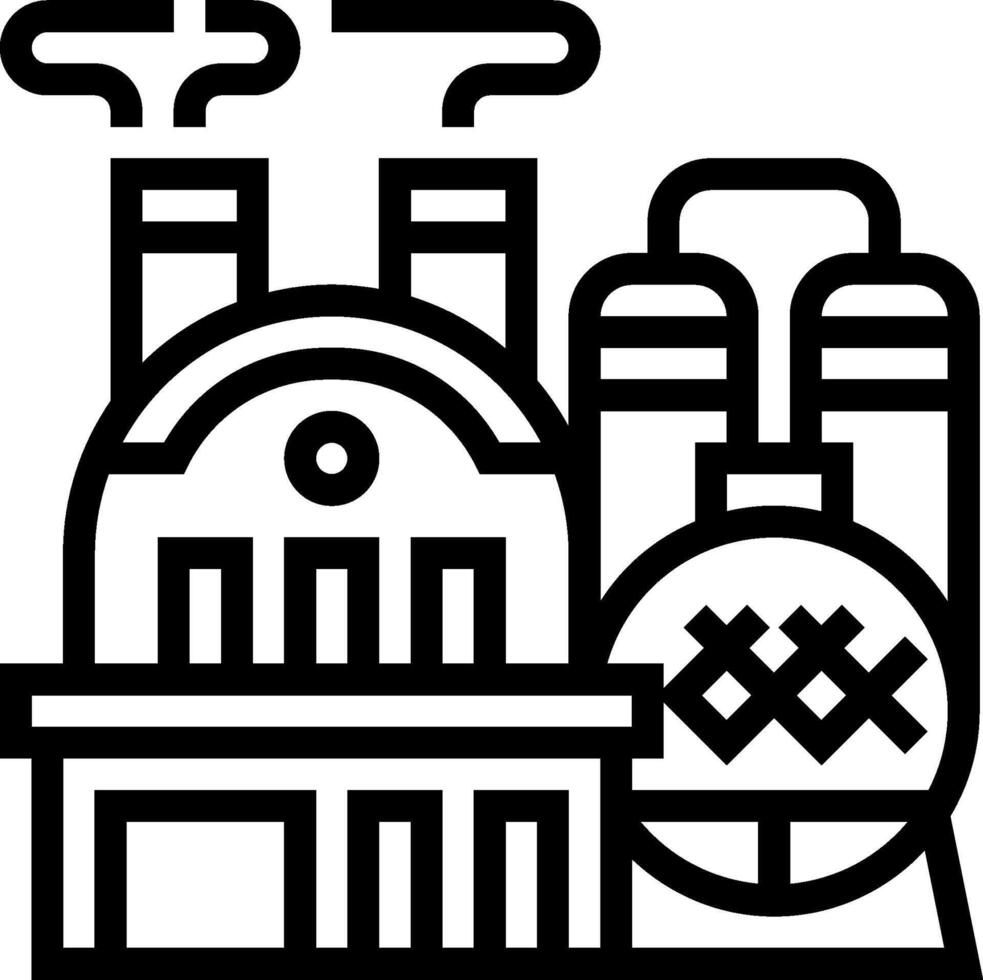 A black and white illustration of a factory vector